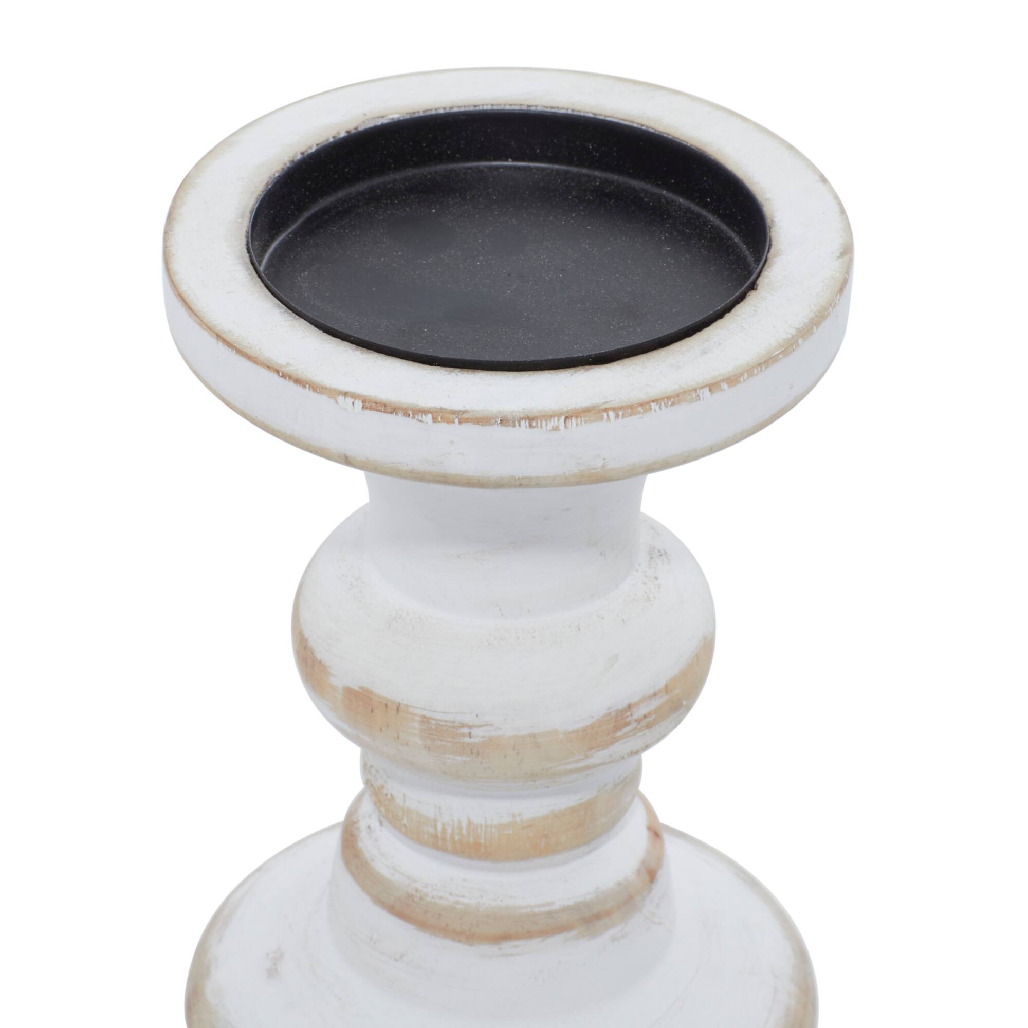 White Wood Farmhouse Candle Holder Set